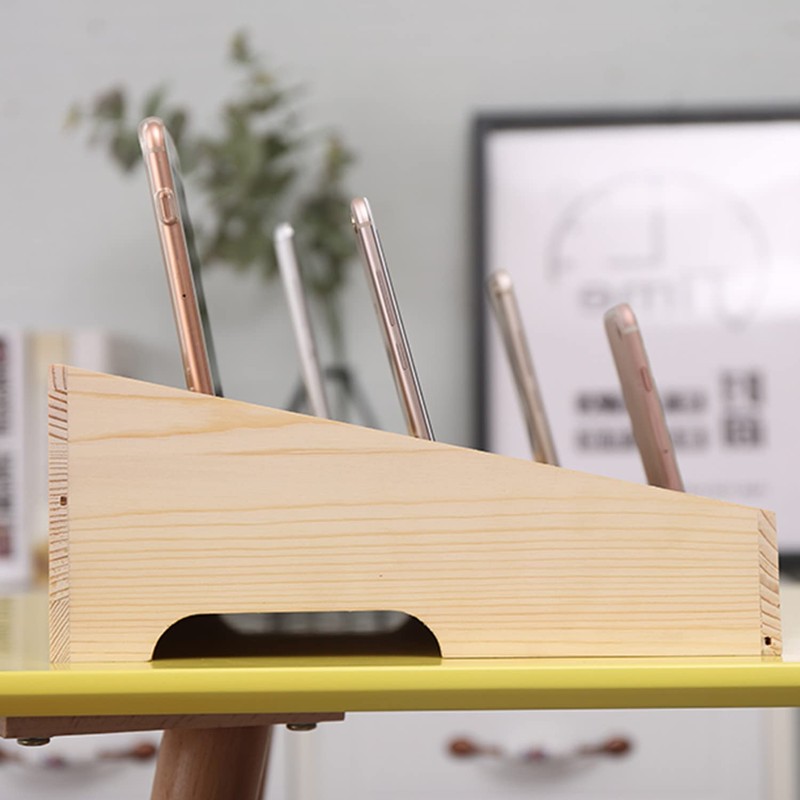 XICHENGSHIDAI Wooden Cell Phone Holder Mobile Phone Storage Box Desktop