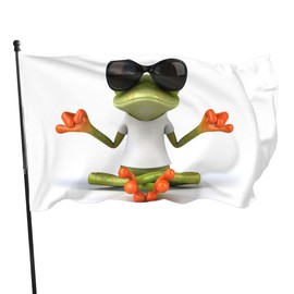 NIBABAEU Decorative House Flag Yard Banner Hammok Frog Toad Island Ocean Palm Tree Print Holiday Welcome Garden Lawn Hanging Decoration 24x3ft