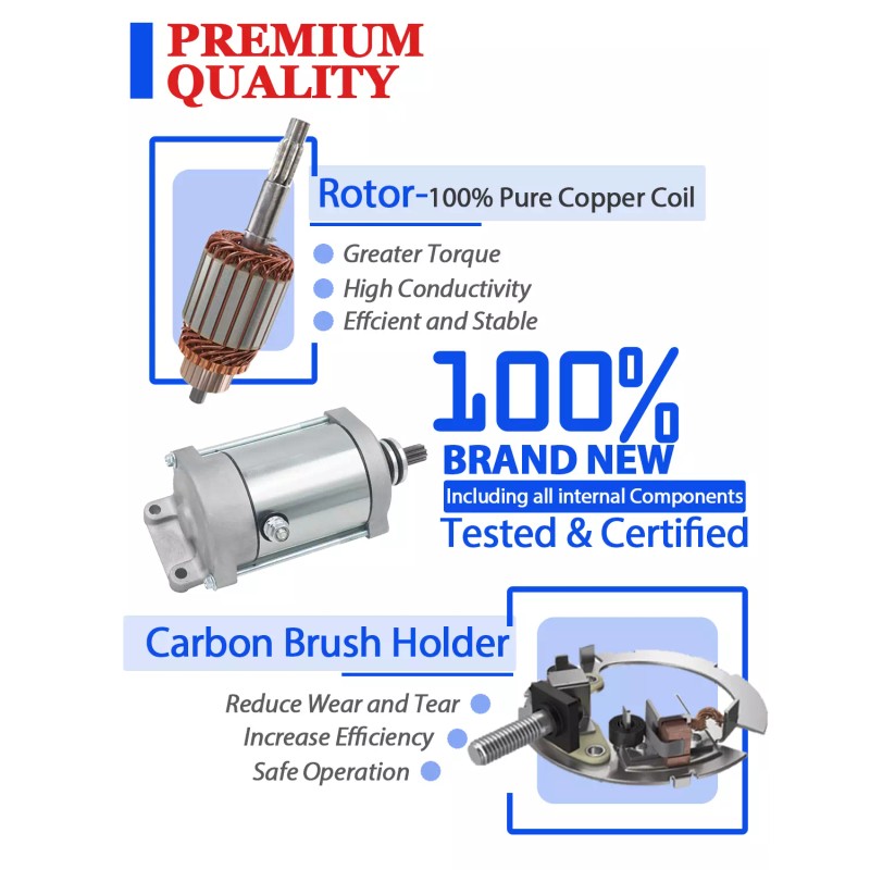 Motorsupermarkets Starter for Polaris Ranger 800 EFI 2010-2014 W/Bendix &