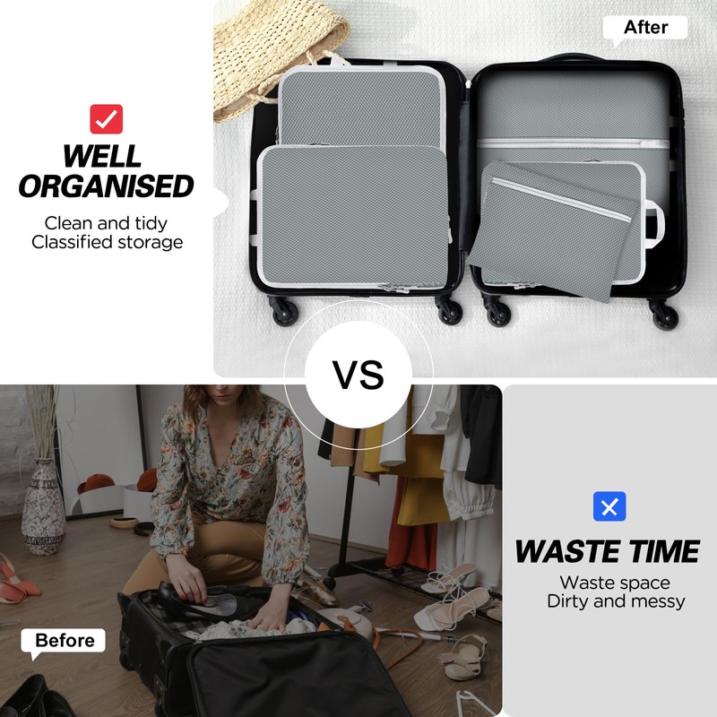Compression Packing Cubes Set, Ultralight Expandable Travel Organizers for Carry