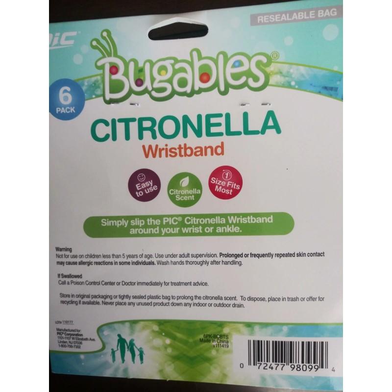 PIC Bugables Citronella Scented Coil Wristbands One Size Fits All