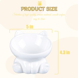 Ceramic Cat Bowl Elevated Cat Bowls Raised Cat Bowl 5.5in Anti Vomiting Bowl White Cute Cat Bowls for Indoor Cats