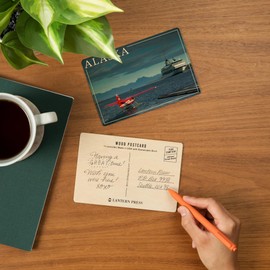 Alaska, Float Plane and Cruise Ship (4x6 Birch Wood Postcards, 2-Pack Stationary, Rustic Home Wall Decor)