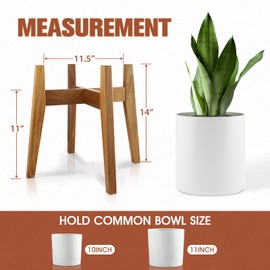 RAINBLELAND Indoor Plant Stand, Mid Century Modern Plant Holder, Pot Stand for Large Plants, Stable Wood Planter Stand for Indoor Outdoor, Fit 11 Inch Pots