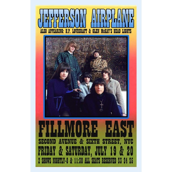 JEFFERSON AIRPLANE REPLICA 1968 CONCERT POSTER