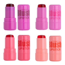 4 Pcs Jelly Blush Stick, 3 in 1 Milk Jelly Blush Stick for Cheeks Lips Eyes, Long-Lasting & Moisturize & Buildable Milk Blush