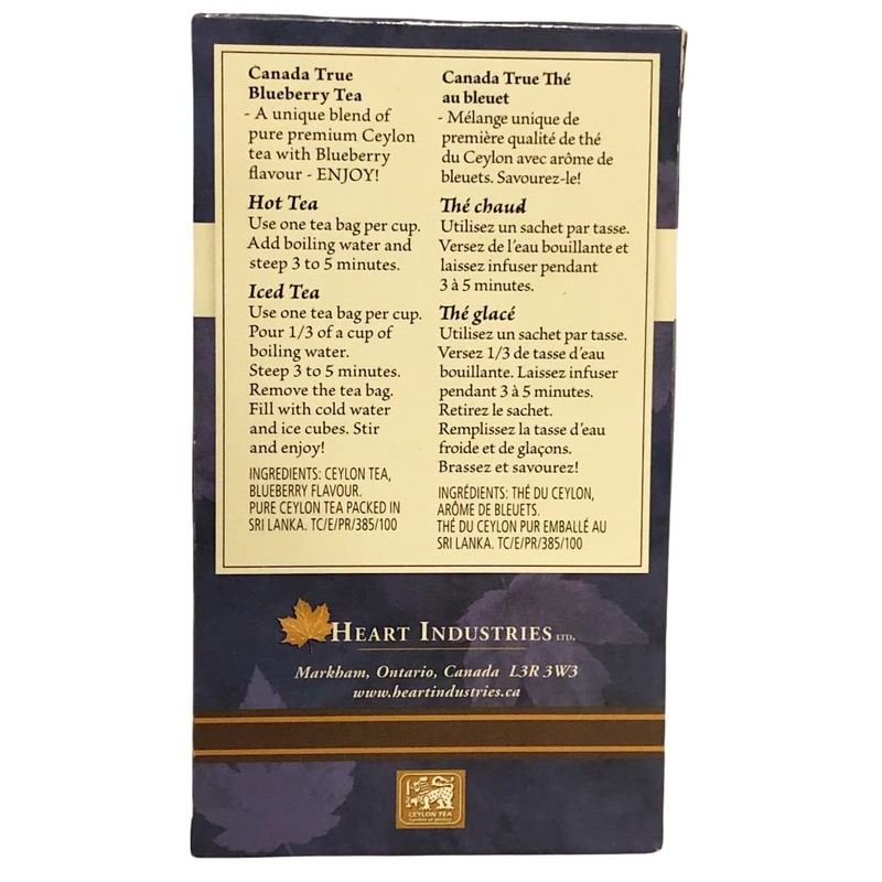 CANADA TRUE premium Ceylon Tea -25 Tea Bags 50g (BLUEBERRY