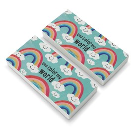 You Color My World Rainbows Happy Clouds Eraser Set of 2