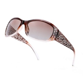 TJUTR Polarised Sunglasses Womens with UV400 Protection Wraparound Shades with Rhinestone Design and Wave Pattern Temple for Driving, Hiking & Travel