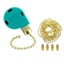 Ceiling Fan Pull Chain Switch 3 Speed 4 Wire Zing Ear ZE-268S6 Ceiling Fan Pull Chain Cord Switch Replacement for Ceiling Fans,Wall Lamps,Cabinet Light (Golden Pull Chain)