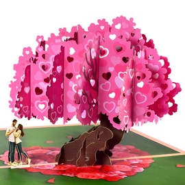 GREETING ART Valentine's Day Card,Pop Up Anniversary Card,Anniversary Card, Wedding or 3D Engagement Card,Birthday Card,Thinking of You Card,Heart Tree Couple
