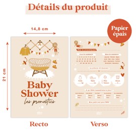 Baby Shower Predictions, Pack of 25, French Language, Gender Reveal Predictions for Babies, Girls or Boys, Pregnancy Reminder, Organization Baby Shower for Family, Thick Paper
