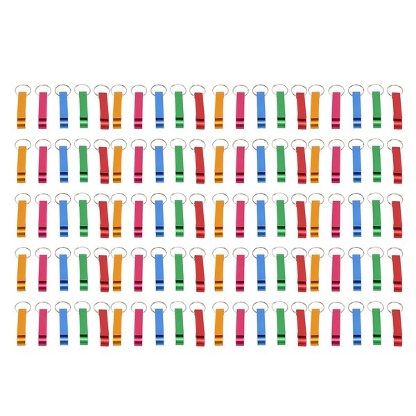 100PCS Colorful Aluminum Alloy Bottle Opener Keychain - Convenient and