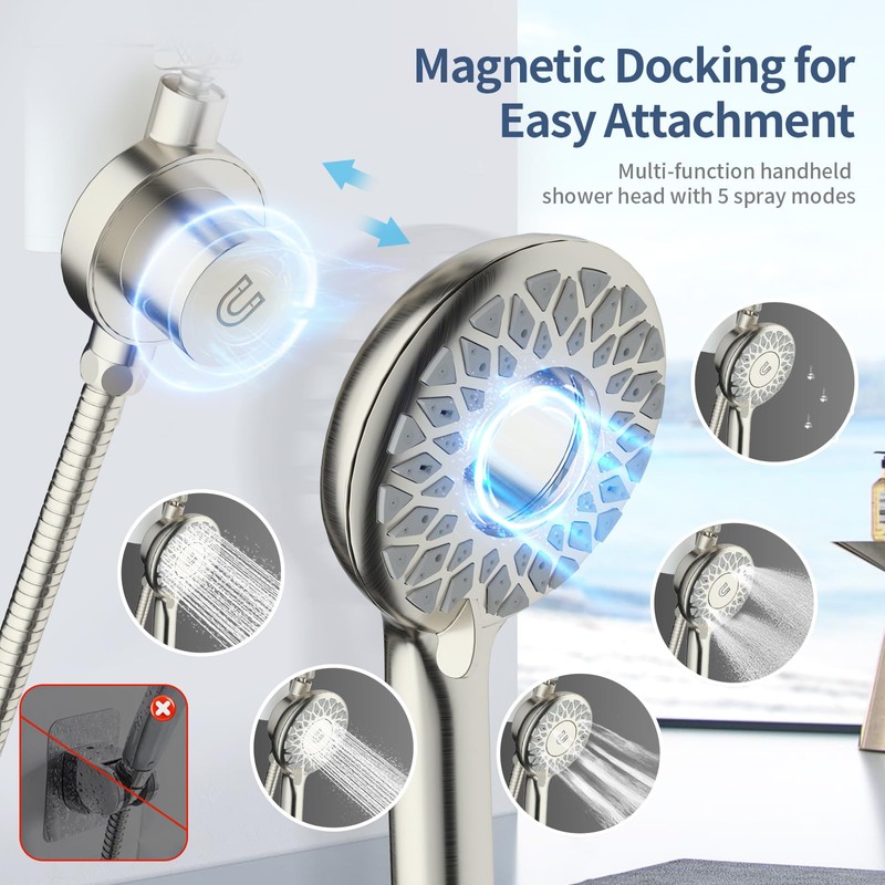 KAIYING Dual Shower Heads with Handheld Spray Combo, Magnetic Filtered