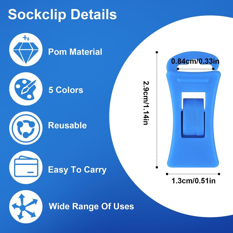 Pack of 50 Colourful Sock Clips for Washing Machine and