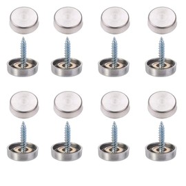 8 Pcs Mirror Screws 22mm, Brushed Stainless Steel Decorative Cap Metal Nail for Bath Plates Mirror Tables Wardrobes Furniture, Brushed Stainless Steel