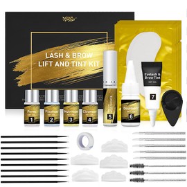 Lash Lift and Tint Kit - Eyebrow Lamination Kit - 2-in-1 Black Eyelash and Eyebrow Dye - Natural Eyelash Perming Kit - Fuller Lash and Brow Tint Shaping Styling Lasts to 4-6 Weeks