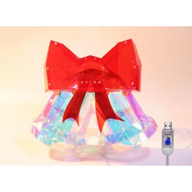 Brightown Lighted Christmas Iridescent Bell, 200 LED 10in Pre-Lit Bell with 8 Modes, USB Powered for Holiday Christmas Party Yard Indoor Outdoor Decorations, Cold White