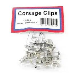 Corsage Clips for Buttonhole flowers - Pack of 12