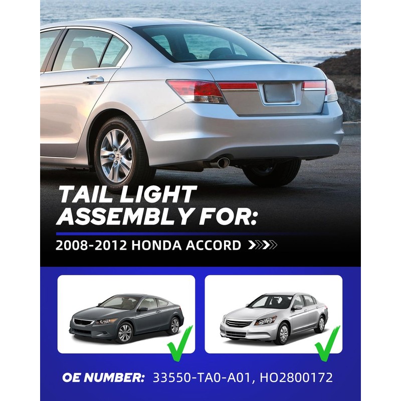 AUTOONE Honda Accord Tail Lights Compatible with 2008 2009 2010