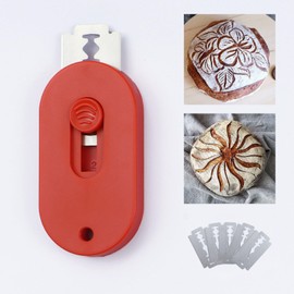 ZLMC Professional Bread Lame, Stainless Steel Dough Scoring Tool with Ultra Sharp Blades, Perfect Bread Scoring, Bakery Artistry, and Sourdough Bread Making-Includes 5 Extra Blades (Red)