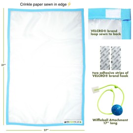 Sheer Fun, Cat Toy, Renews Old Toys, Engages Hunting Instincts, Made in USA, Ball, Versatile, Quiet, Crinkle Edges, Cats, Kittens, playmat, Bed, Hide and Seek, Blue & White, 27"x37"