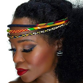 Cloth & Cord African Headband | Red, Black, Green Kente 3 Strand Headband | African Print Headband | Natural Hair | Afrocentric | Cloth & Cord