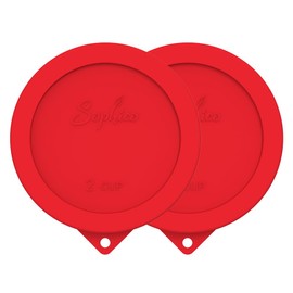 Sophico 2 Cup Round Silicone Storage Cover Lids Replacement for Anchor Hocking and Pyrex 7200-PC Glass Bowls (Container not Included) | Red, 2 Pack |