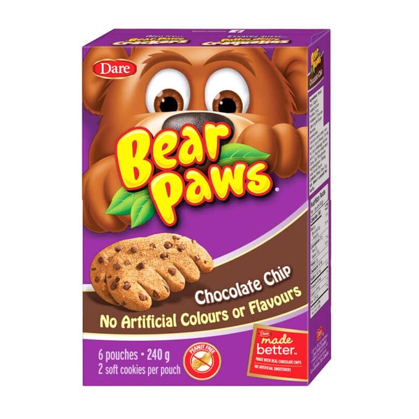 Dare Bear Paws Chocolate Chip - 6 pouches x 2, 240 g
