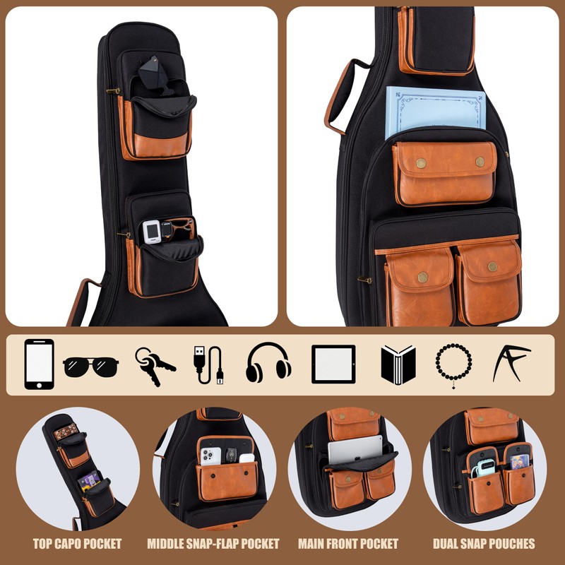 PPOPPO Heavy Duty Bass Guitar Case, 900D Waterproof Oxford 0.5"