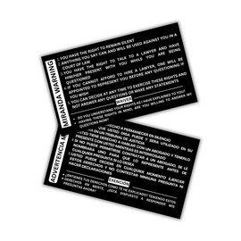 Miranda Rights Warning English and Spanish Wallet Business Card Size 30 pk 3.5x2” Paper Police Officer Cheat Sheet Decal for Car Wife Prayer Bilingual