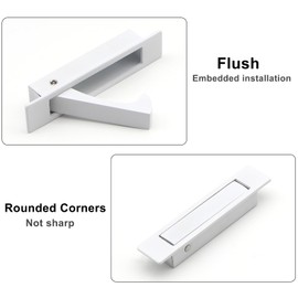 Dontay Pocket Door Pull Handle, Edge Pull, Professional Stainless Steel 304, Flush Mount Door Pull for Pocket Sliding Door (White, 2)