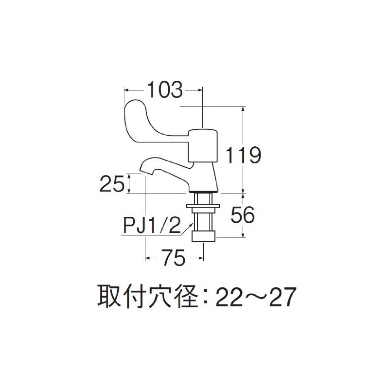 SANEI JY531-13 Lever Standing Faucet for Washrooms with Double Screw