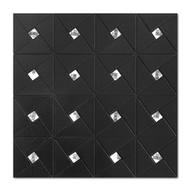 10-Sheet Peel and Stick Metal Mosaic Tiles, 12"x12" Aluminum Composite Backsplash with Black Windmill Puzzle Glass, Self-Adhesive Kitchen Wall Decor