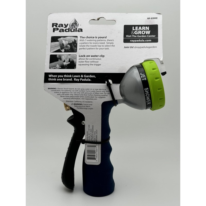 Ray Padula Comfort-Grip Metal 7-Pattern Garden Nozzle, Navy Blue and
