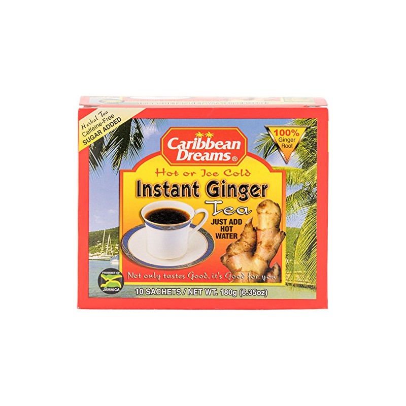 Caribbean Dreams Instant Ginger Tea, 100% Natural from Jamaica, Strong
