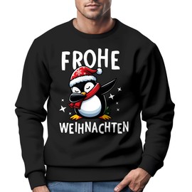 MoonWorks® Sweatshirt Men's Merry Christmas Jumper Funny Dabbing Christmas Motif Ugly Xmas Sweater, Penguin Dab Black