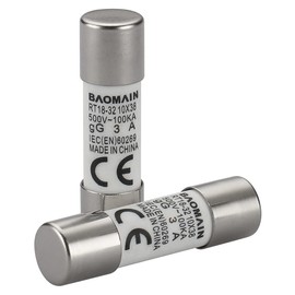 Baomain 3A Ceramic Fuse Links RT18-32(RO15) gG 10x38mm 500V/690V 3A Pack of 20