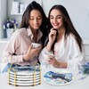 Topdea Drink Coasters with Holder(Set of 6), Navy Blue Marble