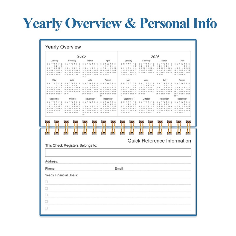 Check Registers for Personal Checkbook - A6 Blank Ledger Transaction