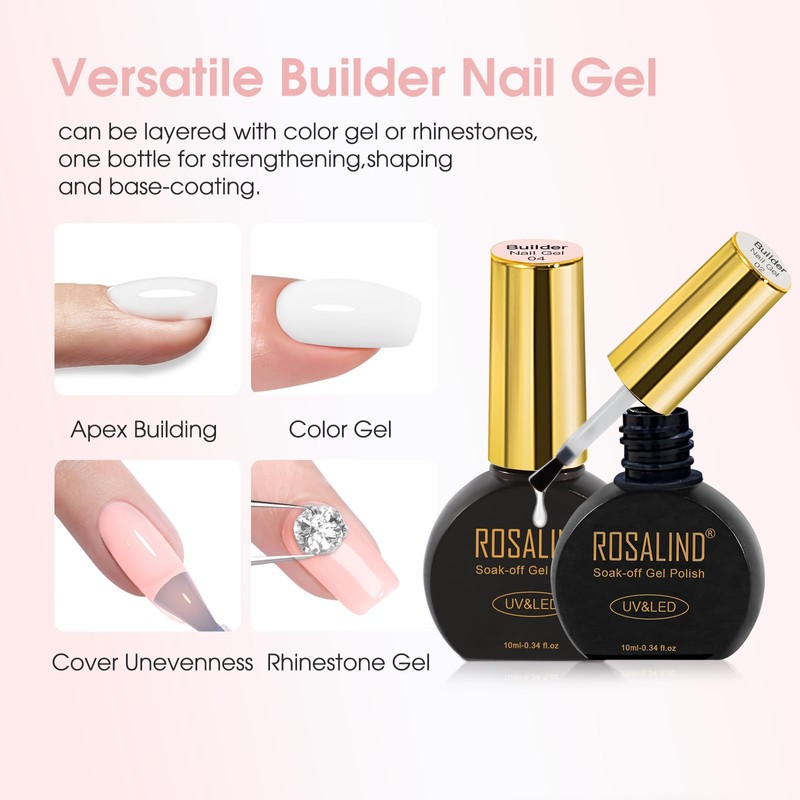 ROSALIND Builder Gel for Gel Nails 2 Colours Milky White