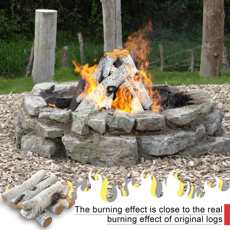 MrGas Log Gas Fireplace Logs, Ceramic Logs for Fireplace and