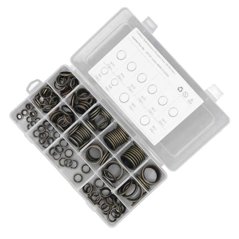170PCS Set Drain Plug Gasket 10 Sizes Rubber and Metal