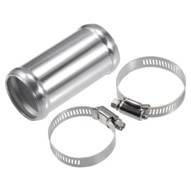 X AUTOHAUX OD 1.5" 38mm Length 3" 76mm Aluminum Alloy Tube Intercooler Pipe Straight Air Intake Tube with 2 Clamps Silver Tone for Car