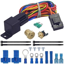 American Volt Electric Radiator Fan Thermostat Wiring Relay Switch Temperature Sensor Kit (1/8" NPT, 140'F On - 125'F Off)