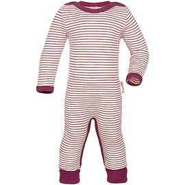 Engel, Sleepsuit with Envelopes on the Legs, 70% Organic Wool, 30% Silk, Made in Germany, Natural/Orchid