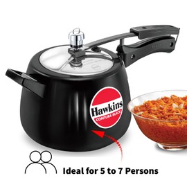 Hawkins 4 Litre Contura Black Pressure Cooker, Hard Anodised Inner Lid Cooker, Handi Cooker, Black (Cb40), 4 Liter