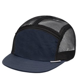 Clakllie Gorra de camionero con parte trasera de malla de 5 paneles, gorra de béisbol de ala corta, gorra plana casual transpirable para correr, S-gd16-azul, Talla única