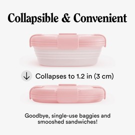 STOJO Collapsible Sandwich Box – 24oz, Reusable Food Storage Container, Silicone Bowl for Hot/Cold Food – Meal Prep, Lunch, Camping, Hiking – Dishwasher Safe (Set of 1, Carnation Pink)
