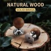 GUDBRUZ Wood Knobs with Solid Brass Base Silver-Tone Cabinet Hardware